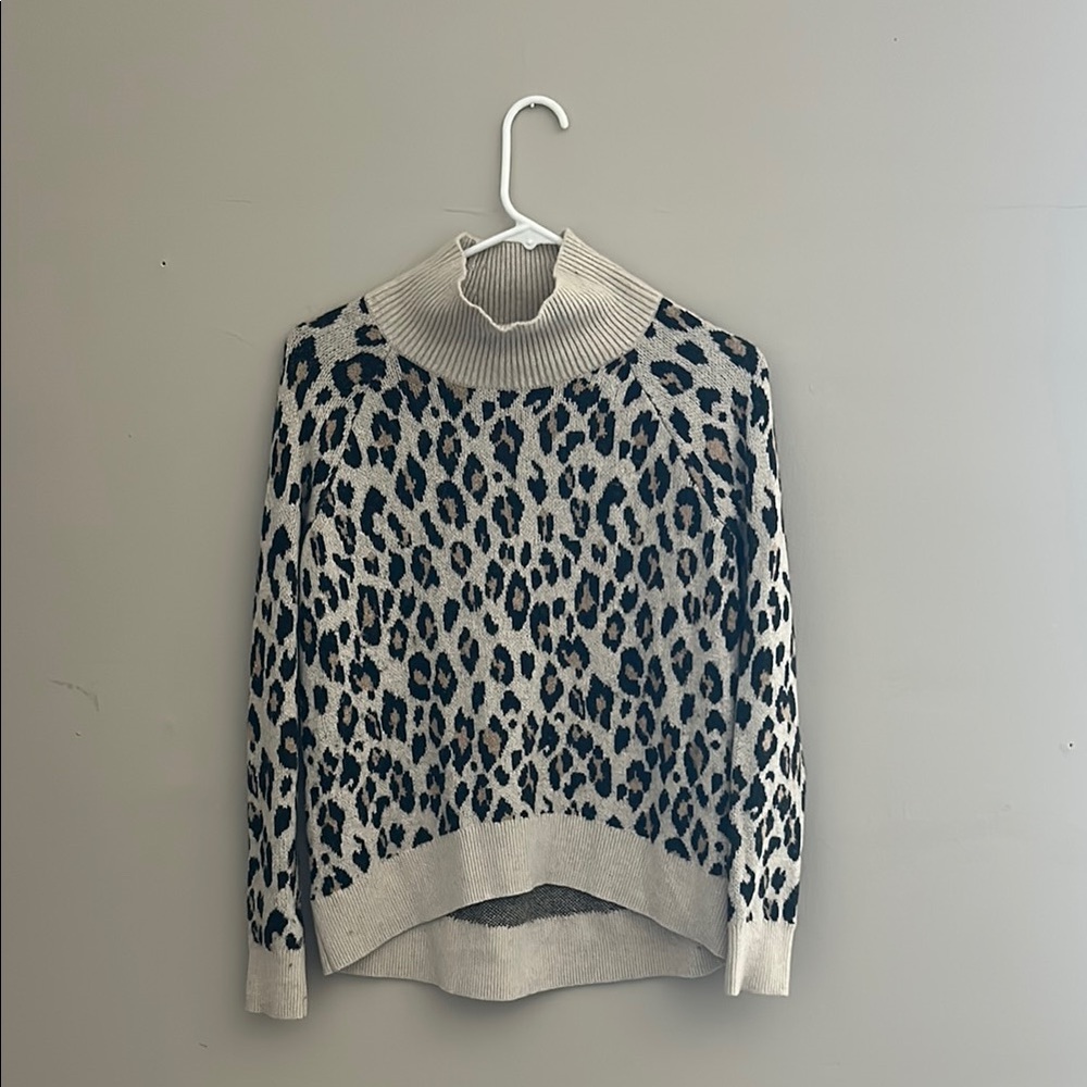 LOFT Leopard Print Mock Neck Sweater